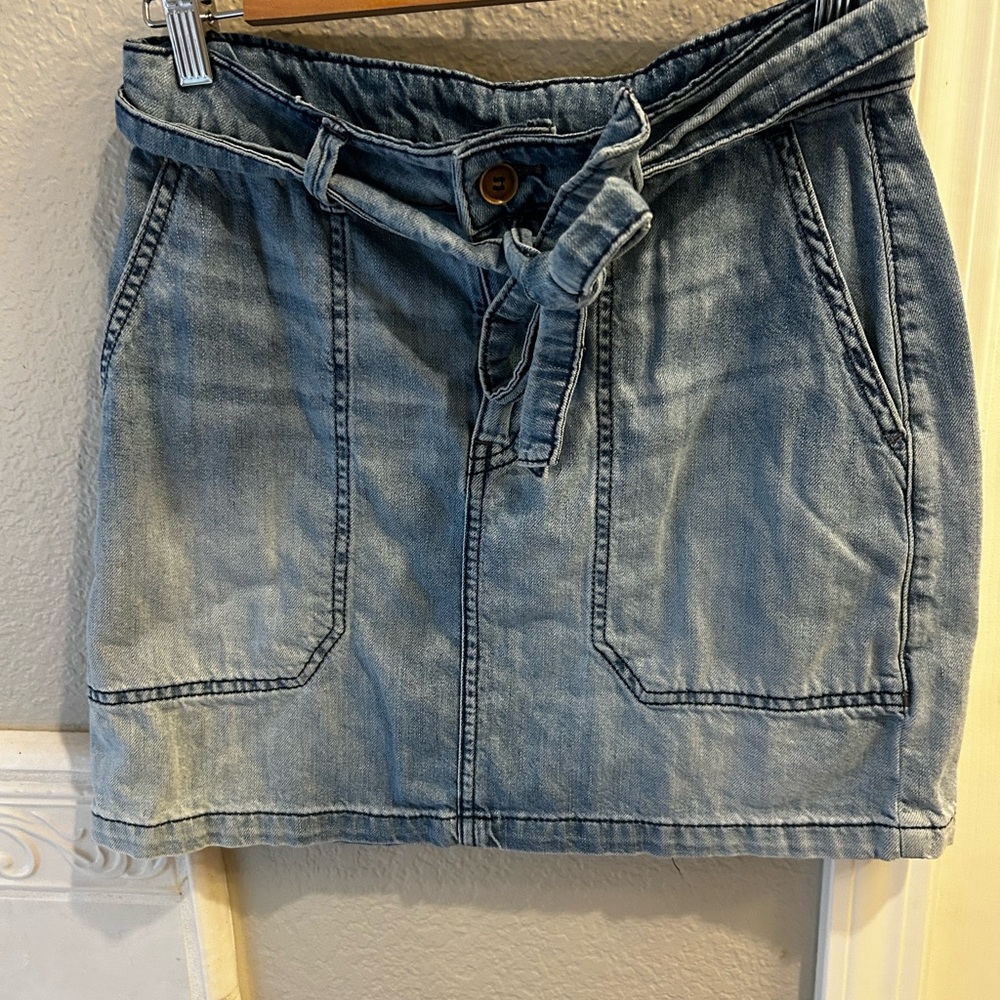 Free People Light Blue Denim Mini Skirt